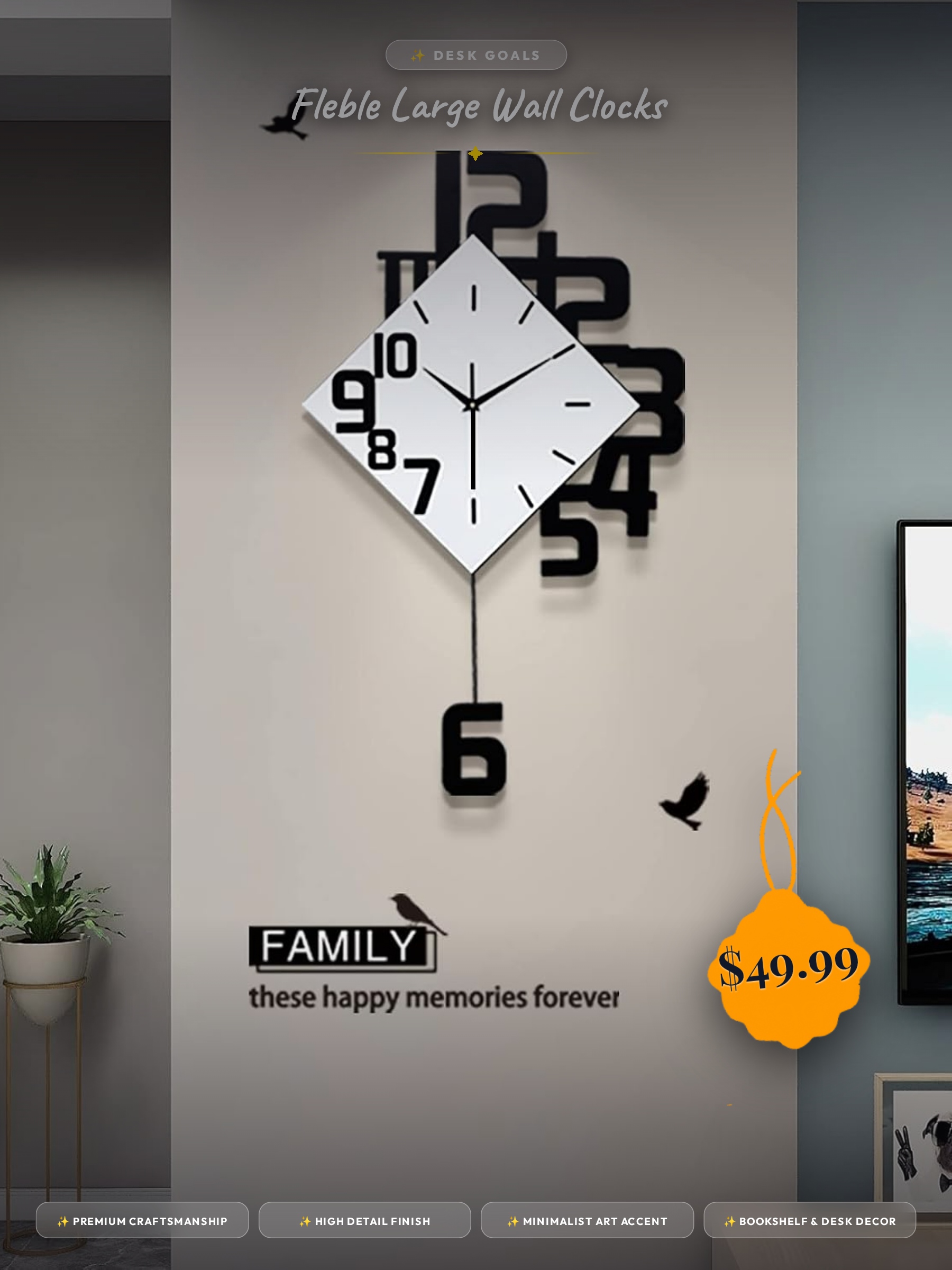 FLEBLE Large Wall Clocks for
