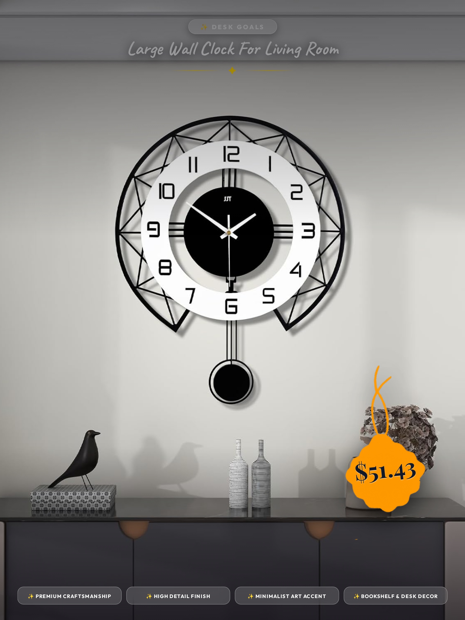 Large Wall Clock for Living Room