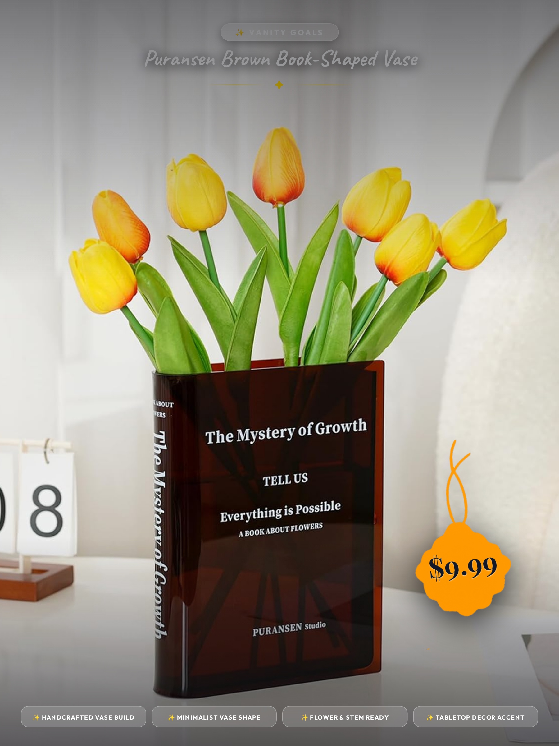 Puransen Brown Book-Shaped Vase