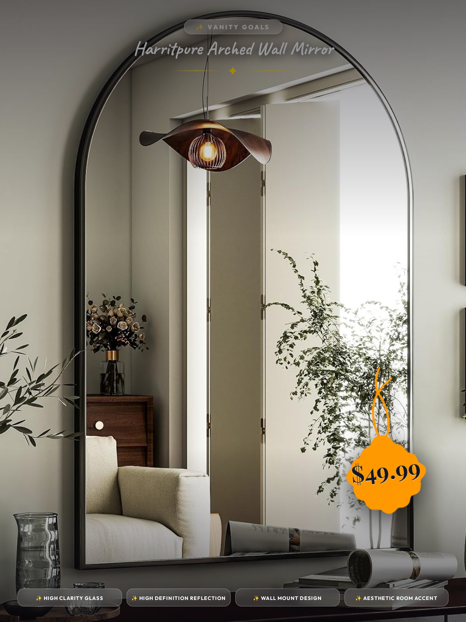 HARRITPURE Arched Wall Mirror