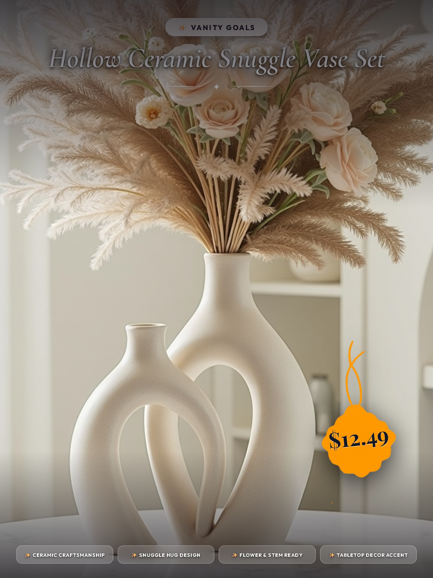 Lvases Snuggle Hollow Ceramic Vase Set of 2