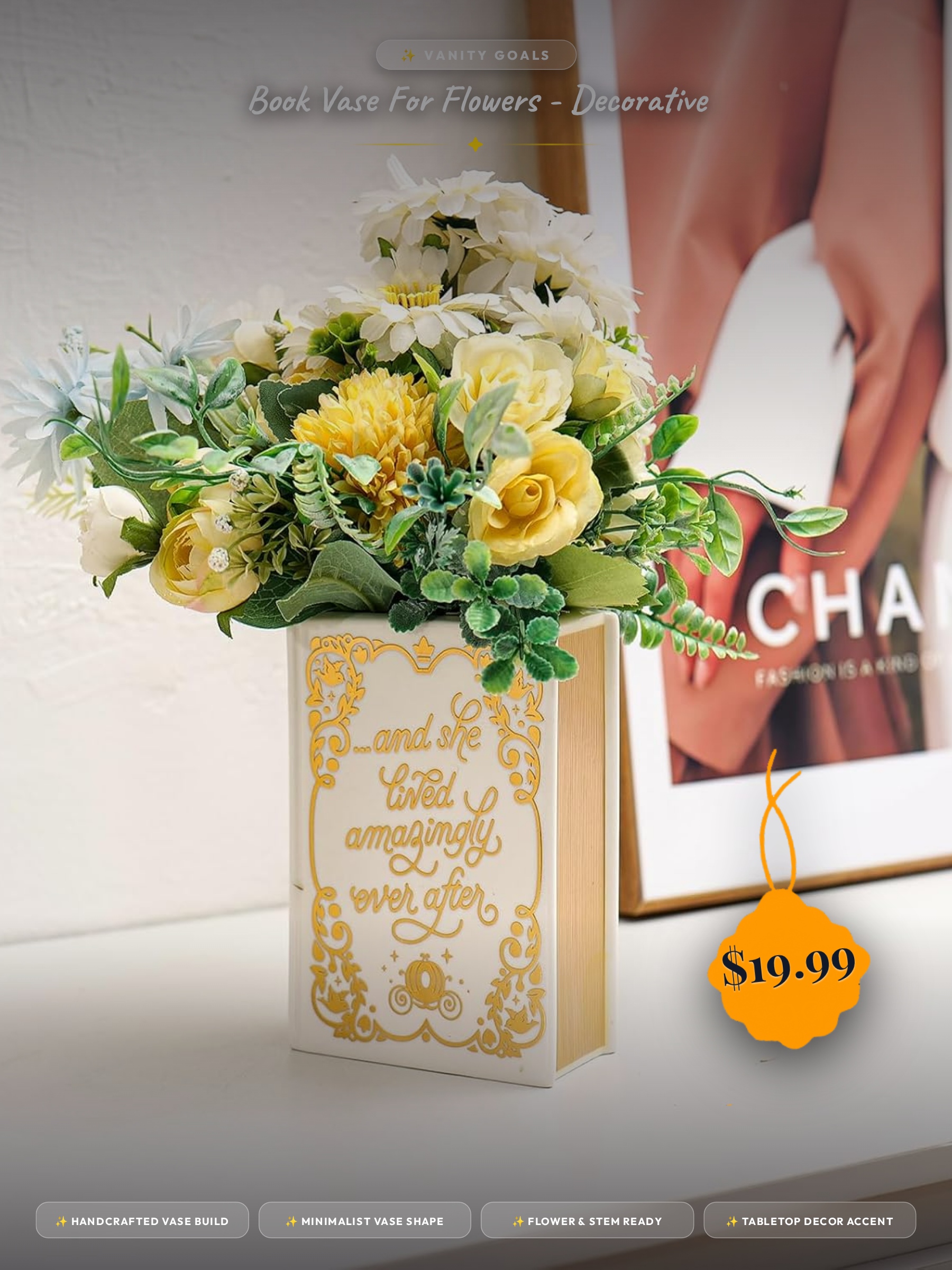 Book Vase for Flowers - Decorative