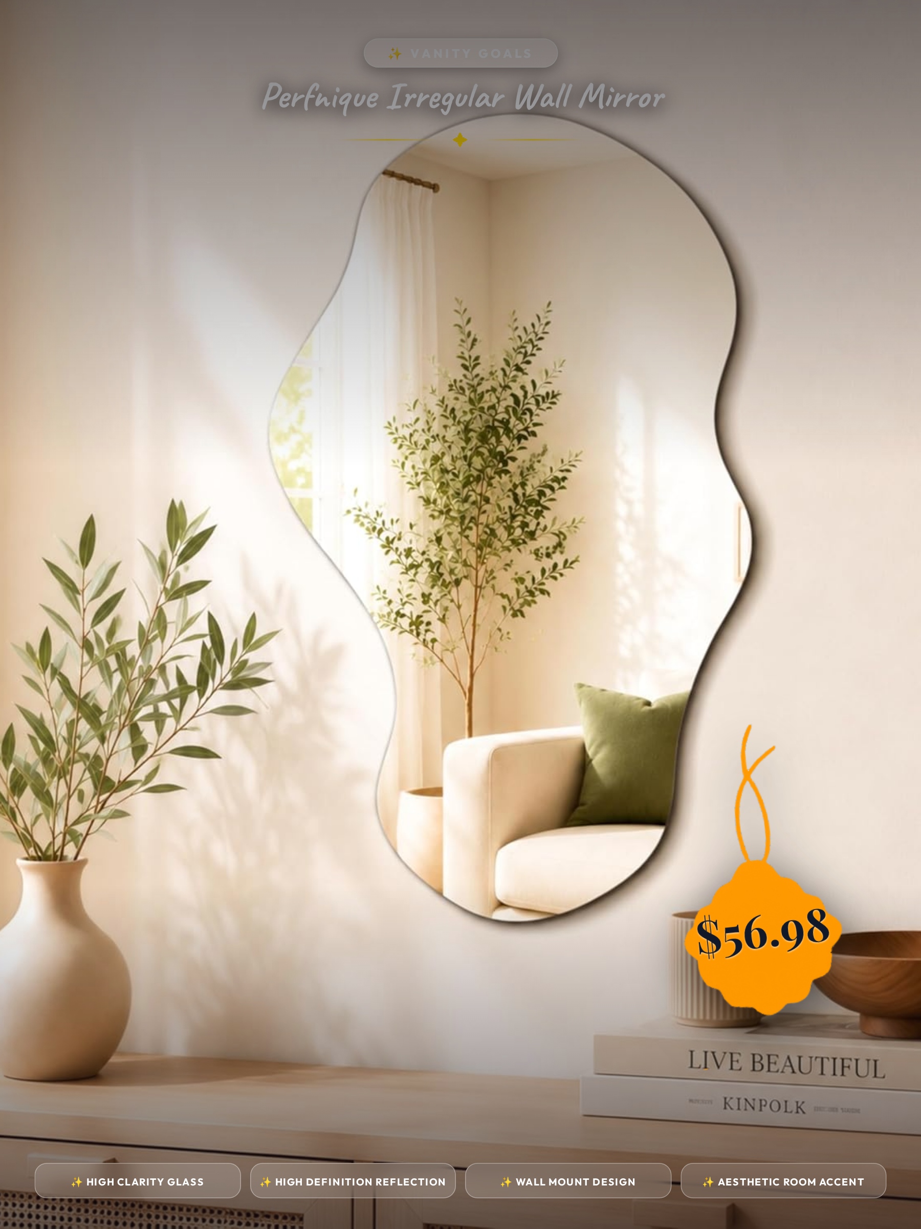 PERFNIQUE Irregular Wall Mirror
