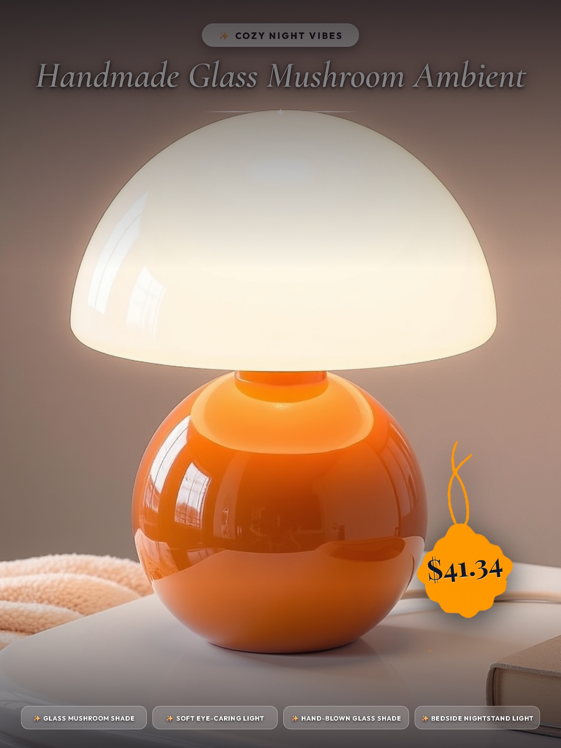 Glass Mushroom Table Lamp