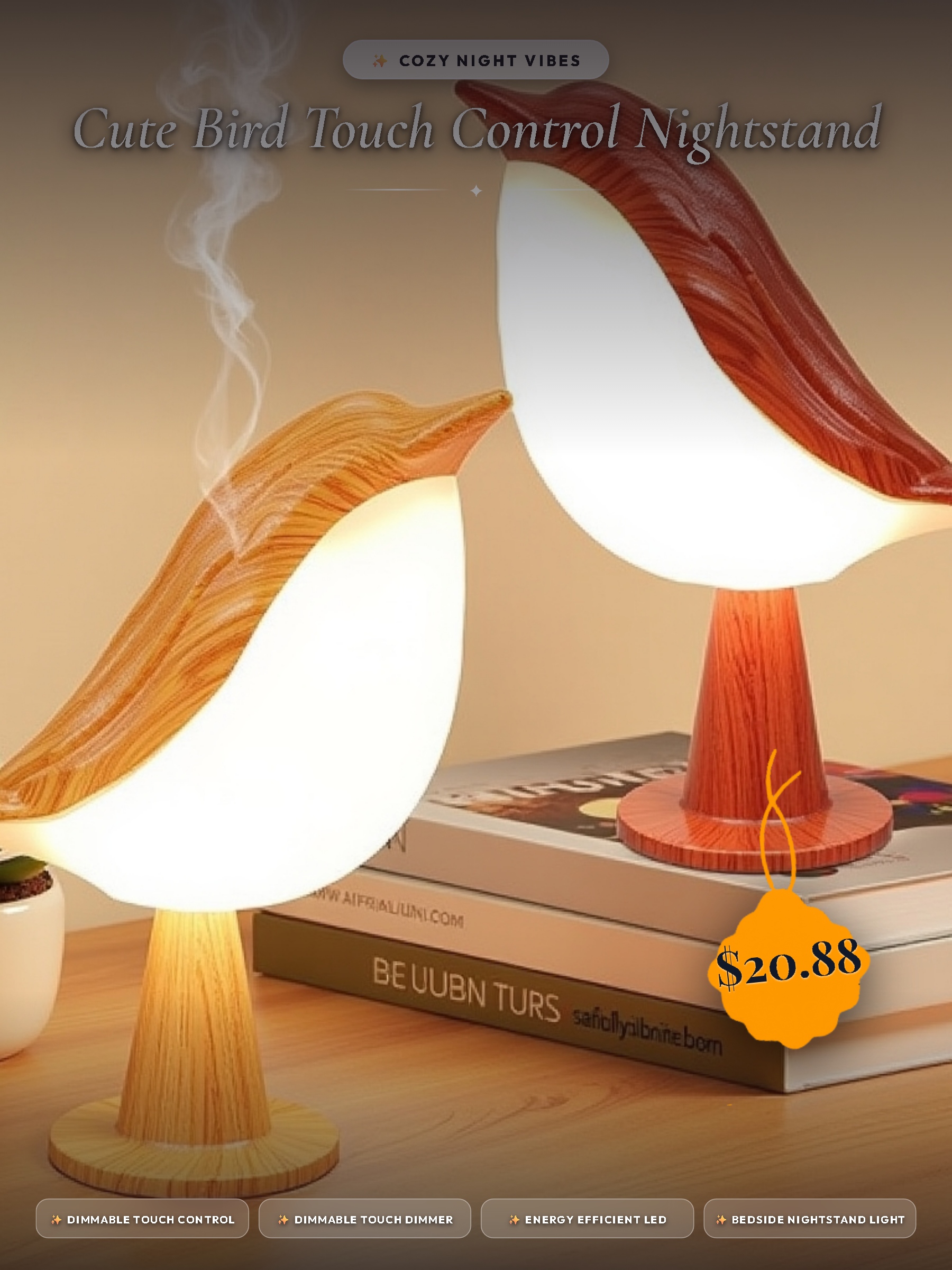 Cute Bird Dimmable Touch Night Lamp