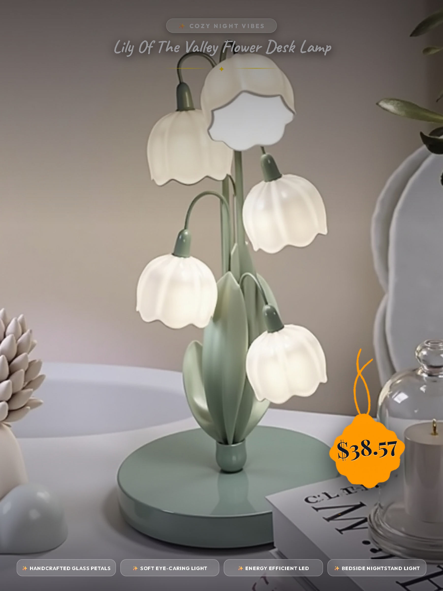 Lily of the Valley Flower Table Lamp