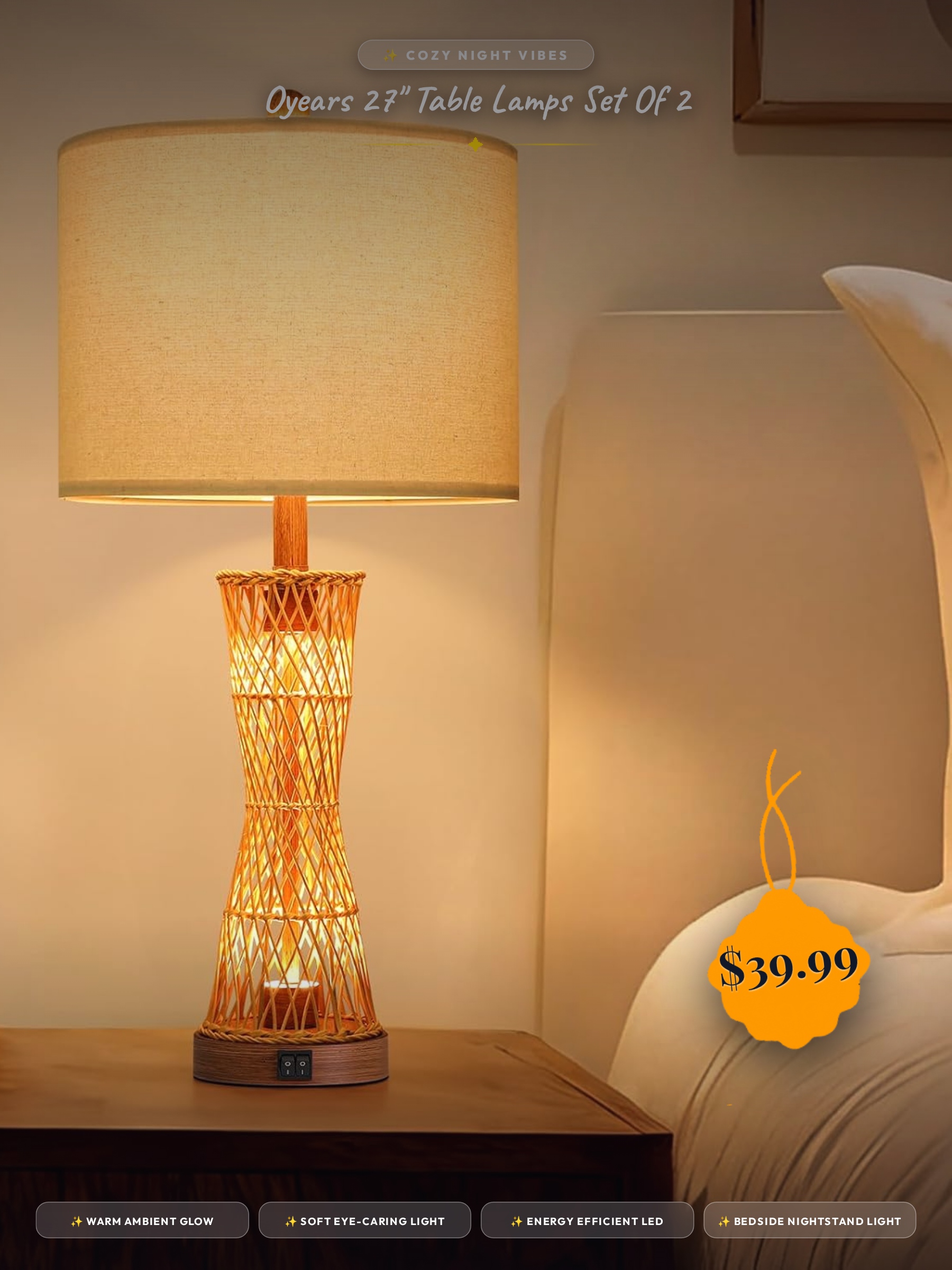 OYEARS 27" Table Lamps Set of 2