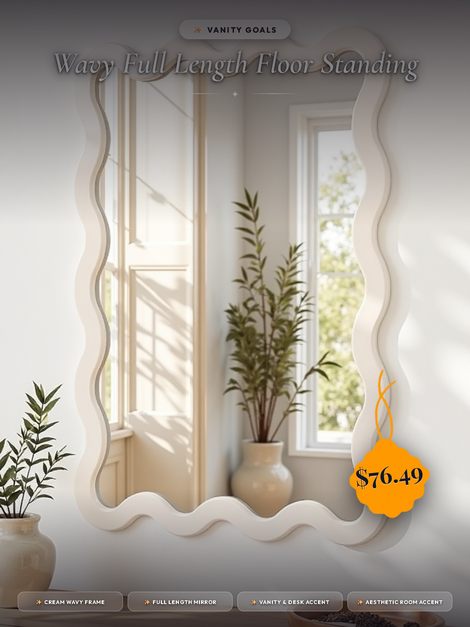 White Wavy Wall Vanity Mirror