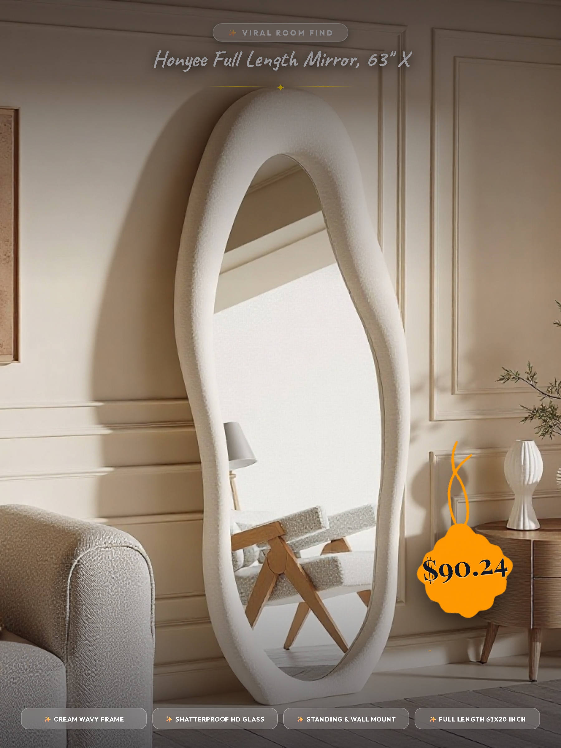 Honyee Full Length Mirror, 63