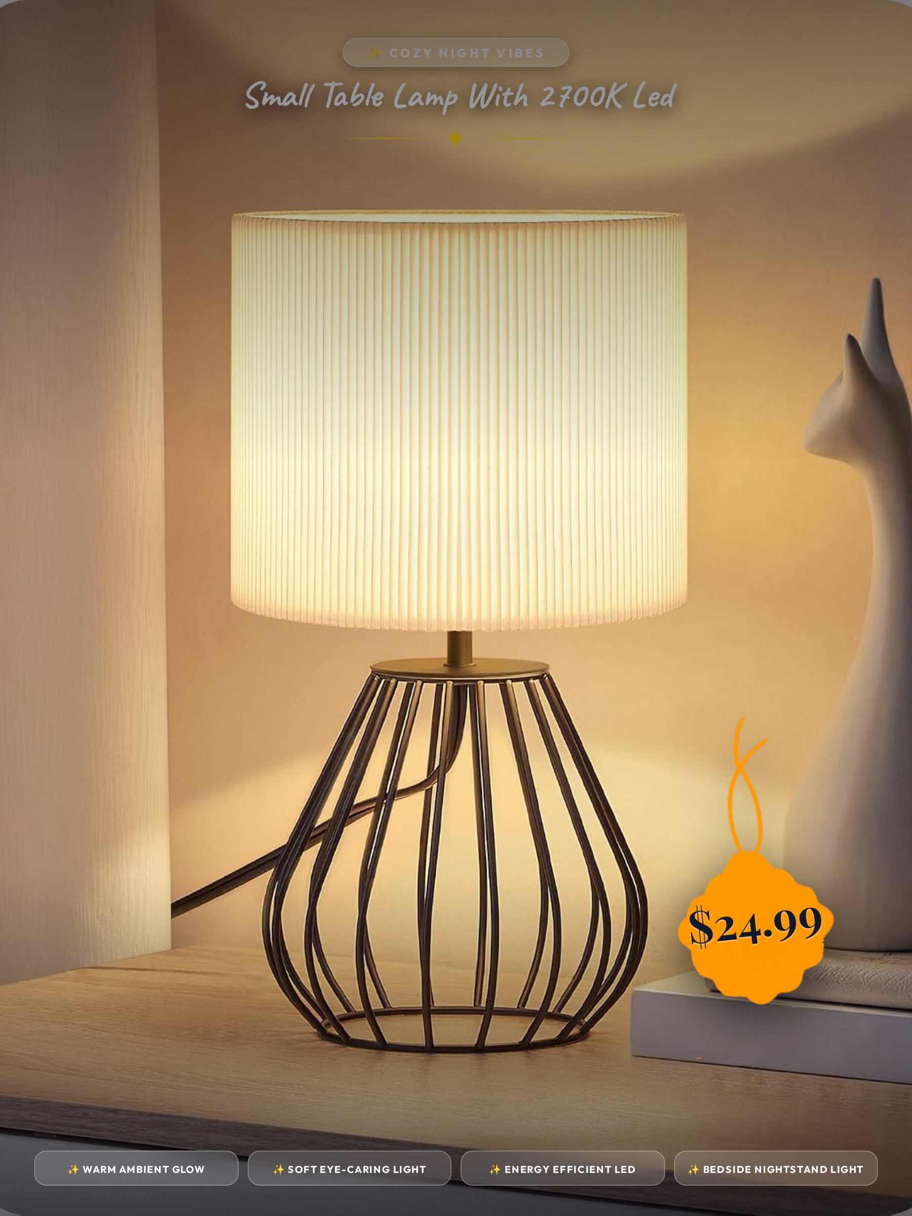 Small Table Lamp with 2700K LED