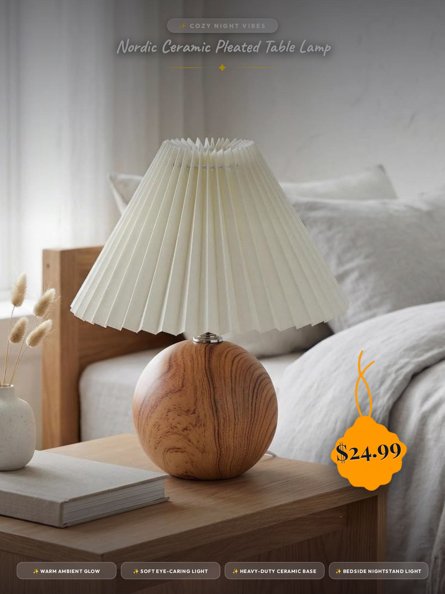 Nordic Ceramic Pleated Table Lamp